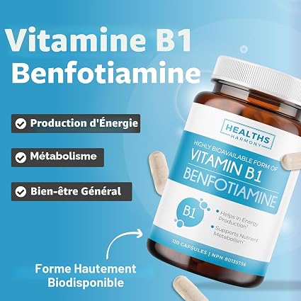 Vitamine B1 Benfotiamine 100 mg – Soutien énergétique et métabolisme à haute absorption