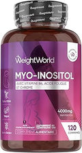 Myo inositol 4000mg Acide Folique Vitamine B6, B9, Chrome - La Vitamine B6 Contribue à la Régulation de l'Activité Hormonale, 120 Comprimés