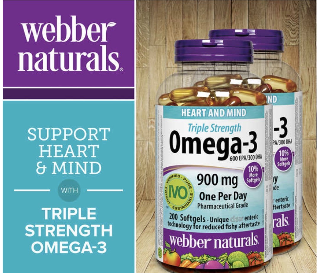 Complement alimentaire| Triple Concentration Oméga-3 900 mg AEP/ADH- webber Naturals