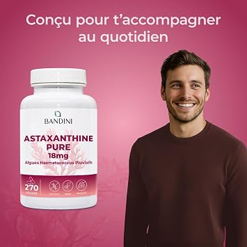 Complément alimentaire | Bandini® Astaxanthine pure 18 mg par gélule | 270 gélules pour 9 mois