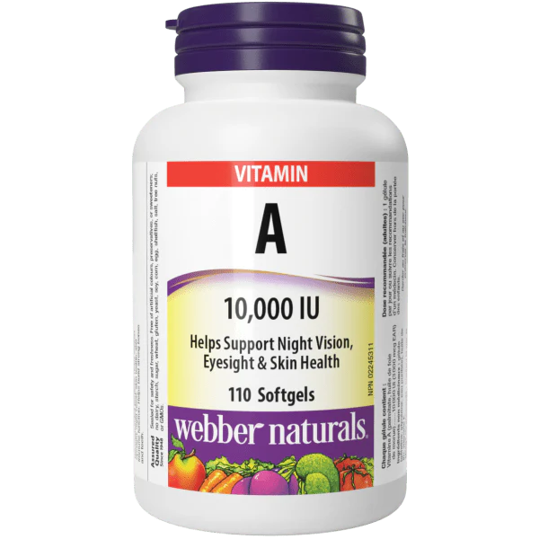 Vitamine A 10000 IU - Webber Naturals, maintien d'une vision normale
