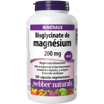 Complément alimentaire Bisglycinate de magnésium 200 mg| Webber Naturals