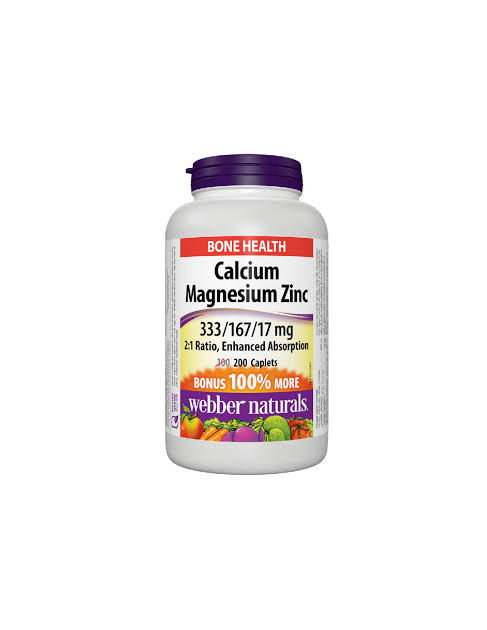 Complément alimentaire - Calcium Magnésium Zinc 333/167/17 mg 200 capsules| Webber Naturals