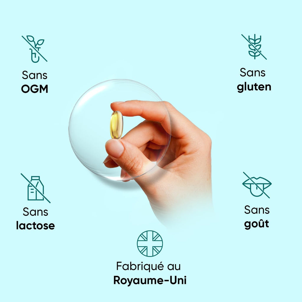 Oméga 3 Huile de Poisson Gélules 2000mg, 240 Gélules|EPA 660mg & DHA 440mg, Fish Oil