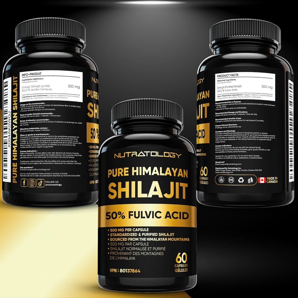 Nutratology Shilajit pur de l'himalaya| 50 % d'acide fulvique | Haute puissance et pureté