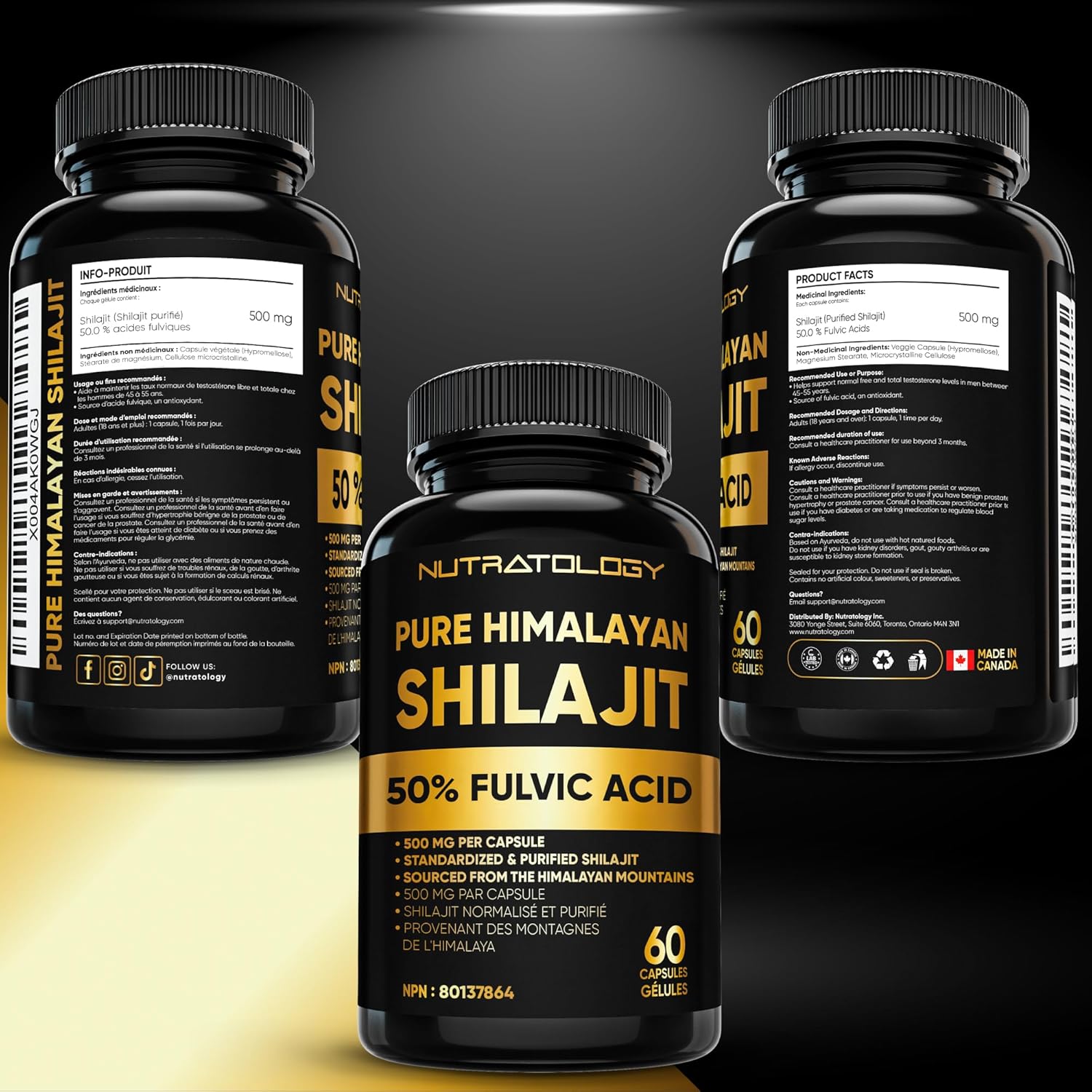 Nutratology Shilajit pur de l'himalaya| 50 % d'acide fulvique | Haute puissance et pureté
