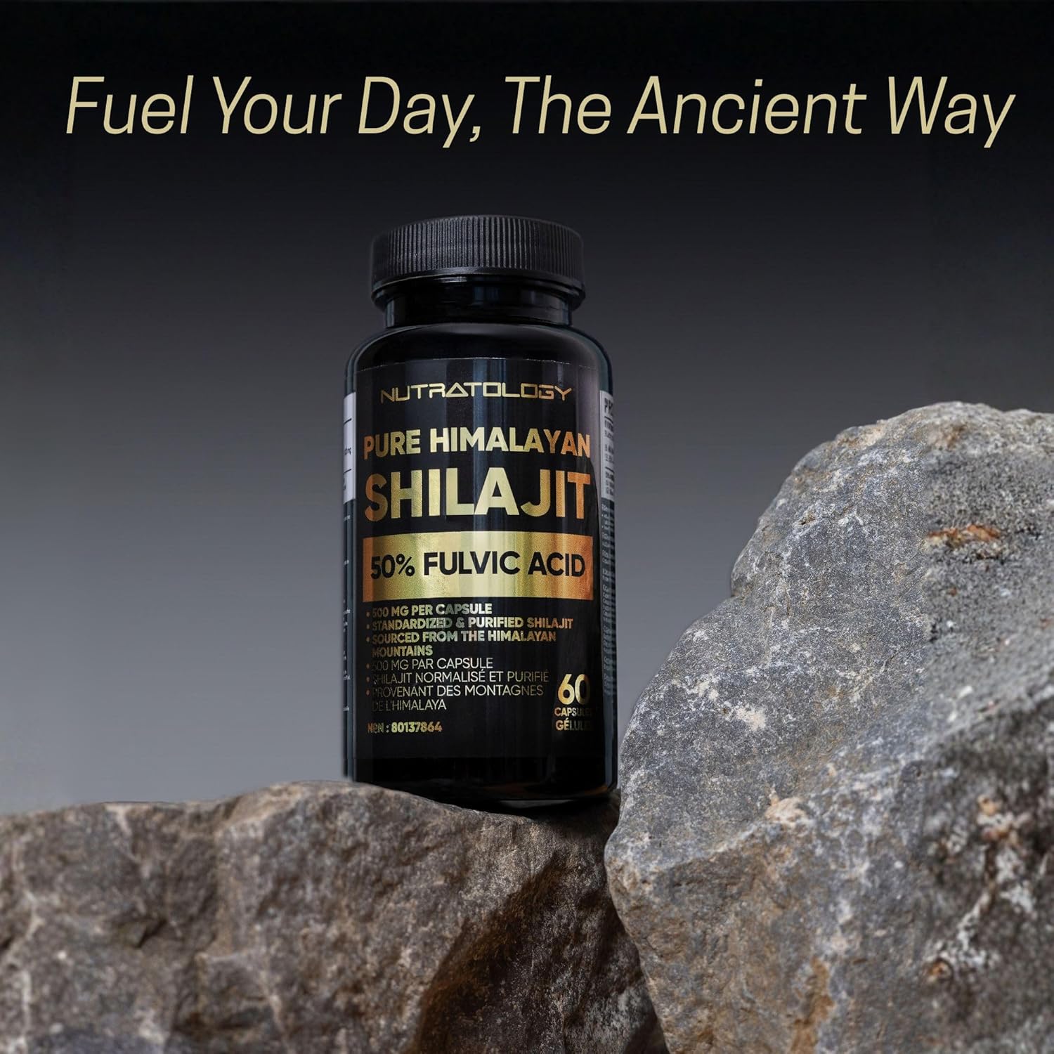 Nutratology Shilajit pur de l'himalaya| 50 % d'acide fulvique | Haute puissance et pureté
