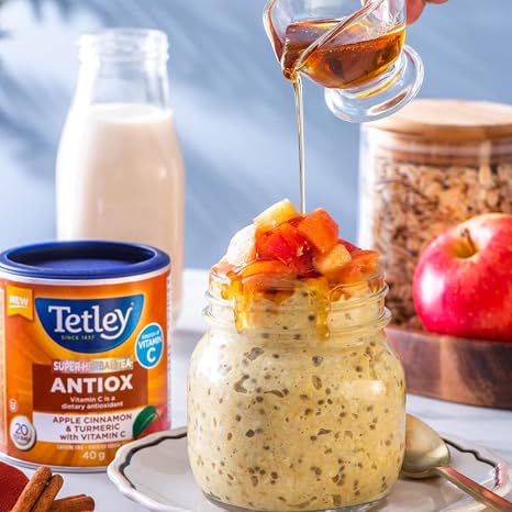 Tetley Super Herbal Antiox Tea : Thé antioxydant à la pomme, à la cannelle et au curcuma avec vitamine C – 20 sachets de thé, 40 g