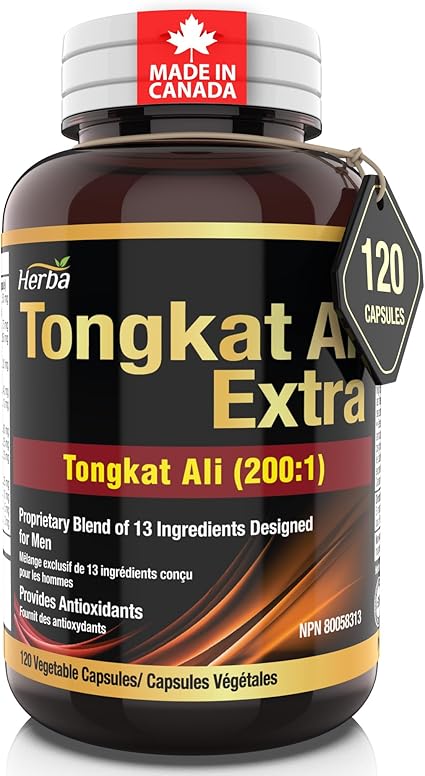 Herba Tongkat Ali Complément alimentaire pour homme – Extrait 200:1- 120 capsules